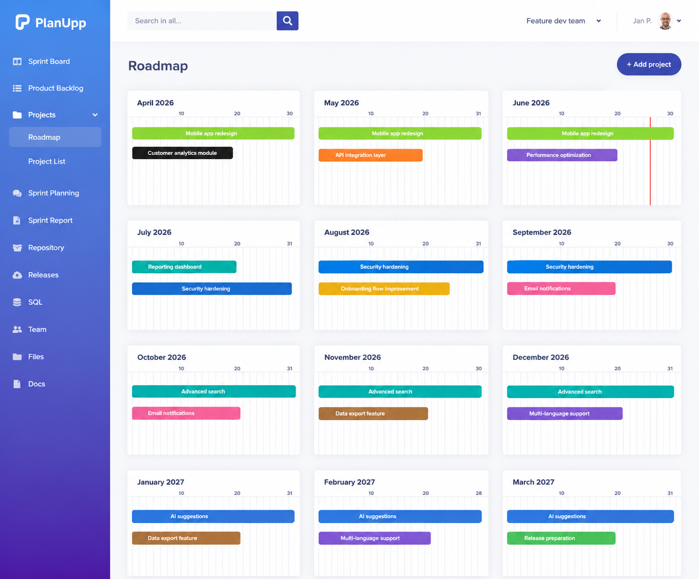 Roadmap timeline view