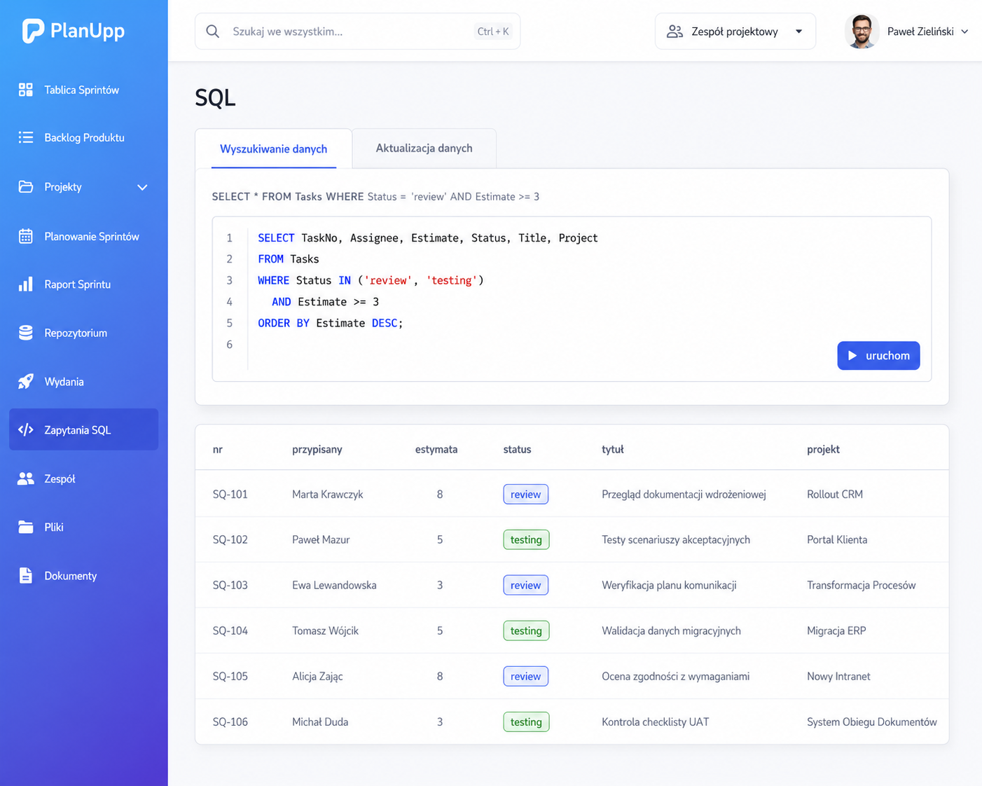 SQL query view